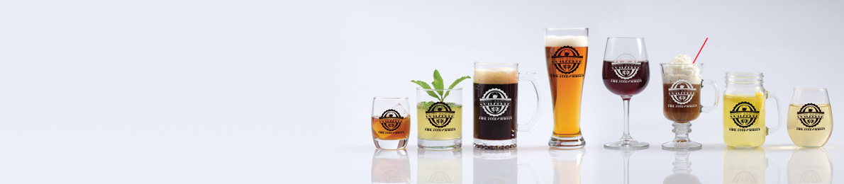 personalized glassware, custom glassware, promotional glassware